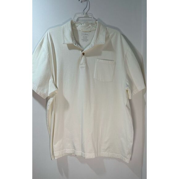 L.L. Bean men’s one pocket collared white short sleeve polo size XXL   #37-0949 - Picture 1 of 3
